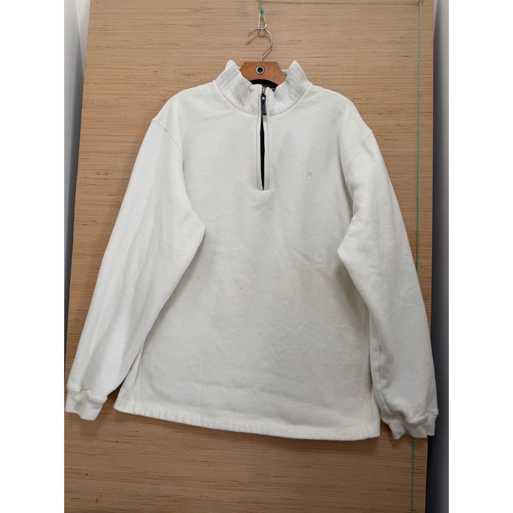 Arrow USA‎ 1851 Mens Quarter Zip Pullover Sweatshirt Cream Off White Large 5202